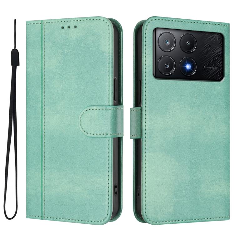 For Xiaomi Poco X6 Pro 5G Line Splicing Buckle Retro Leather Phone Case