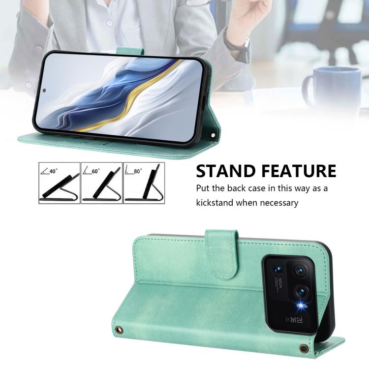 For Xiaomi Poco X6 Pro 5G Line Splicing Buckle Retro Leather Phone Case
