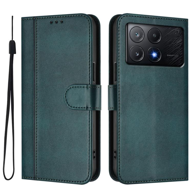 For Xiaomi Poco X6 Pro 5G Line Splicing Buckle Retro Leather Phone Case