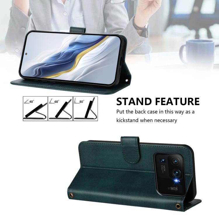 For Xiaomi Poco X6 Pro 5G Line Splicing Buckle Retro Leather Phone Case