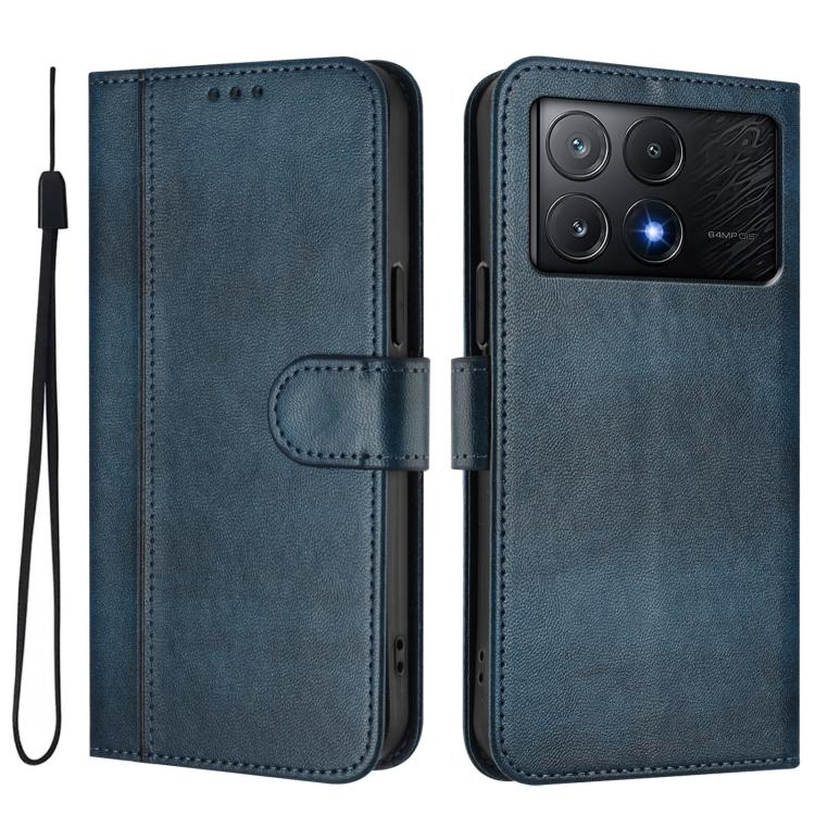 For Xiaomi Poco X6 Pro 5G Line Splicing Buckle Retro Leather Phone Case