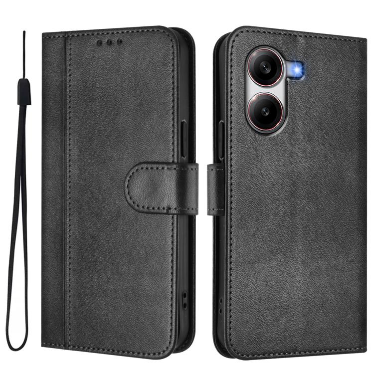 For Xiaomi Poco X7 Pro 5G Line Splicing Buckle Retro Leather Phone Case