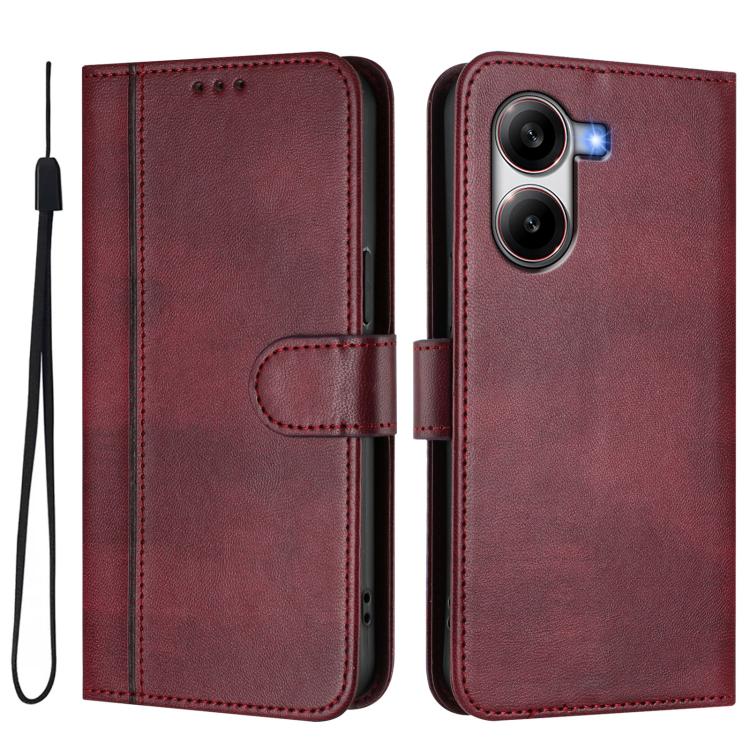 For Xiaomi Poco X7 Pro 5G Line Splicing Buckle Retro Leather Phone Case
