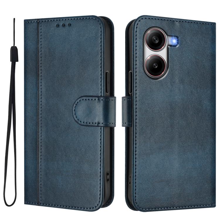 For Xiaomi Poco X7 Pro 5G Line Splicing Buckle Retro Leather Phone Case