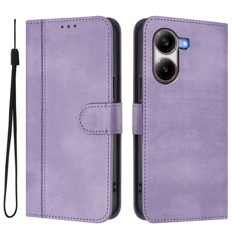 For Xiaomi Poco X7 Pro 5G Line Splicing Buckle Retro Leather Phone Case