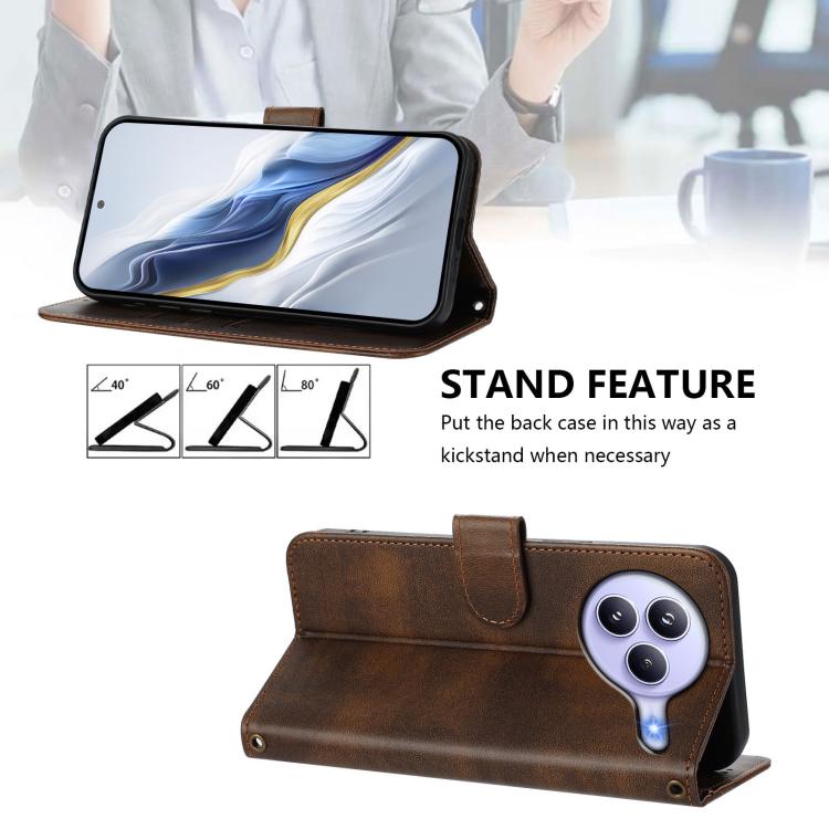 For Xiaomi Civi 5 Pro 5G Line Splicing Buckle Retro Leather Phone Case