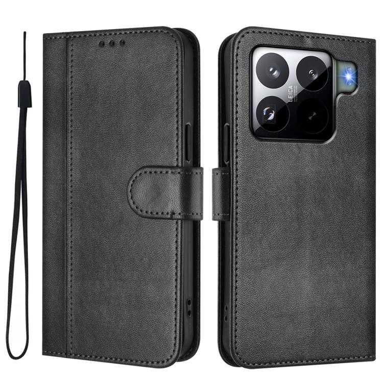 For Xiaomi 15S Pro 5G Line Splicing Buckle Retro Leather Phone Case