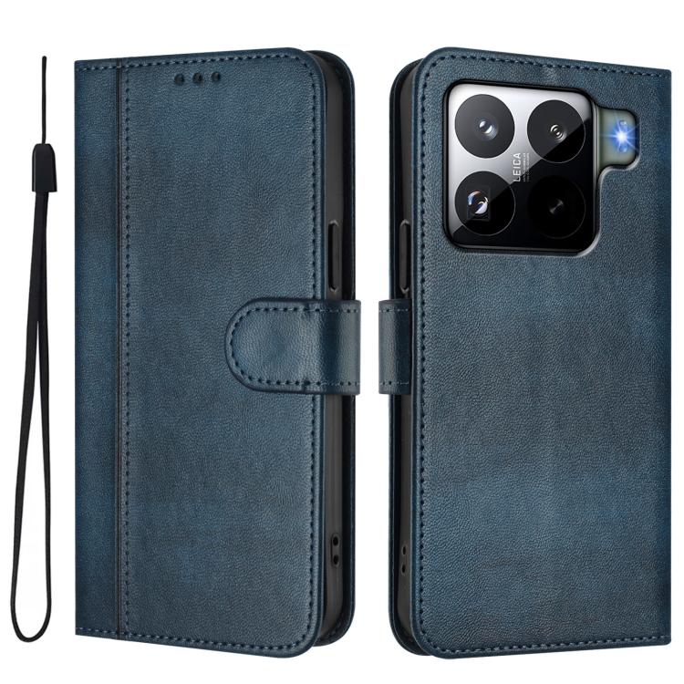 For Xiaomi 15S Pro 5G Line Splicing Buckle Retro Leather Phone Case