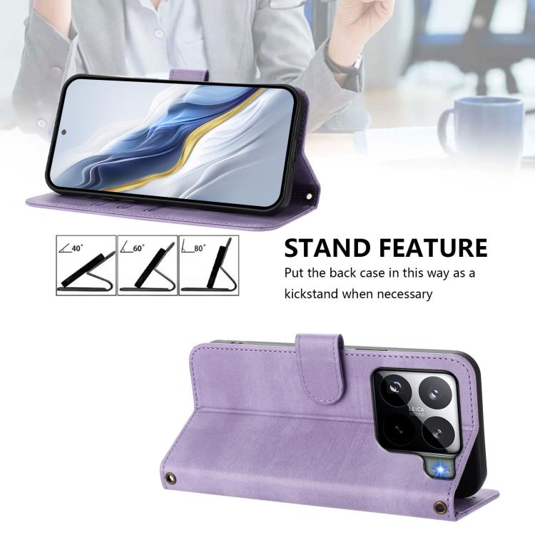For Xiaomi 15S Pro 5G Line Splicing Buckle Retro Leather Phone Case