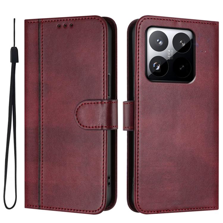 For Xiaomi 15T 5G Line Splicing Buckle Retro Leather Phone Case