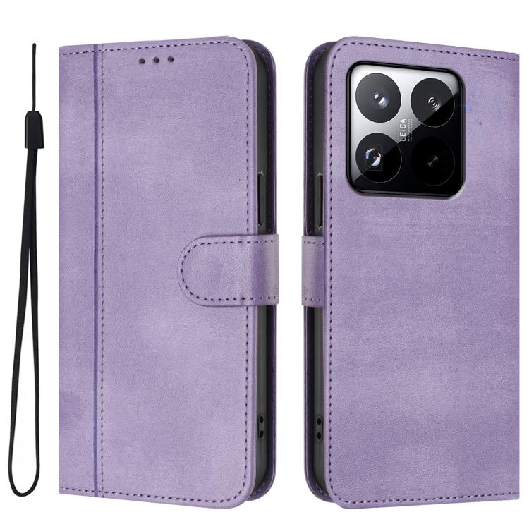 For Xiaomi 15T 5G Line Splicing Buckle Retro Leather Phone Case