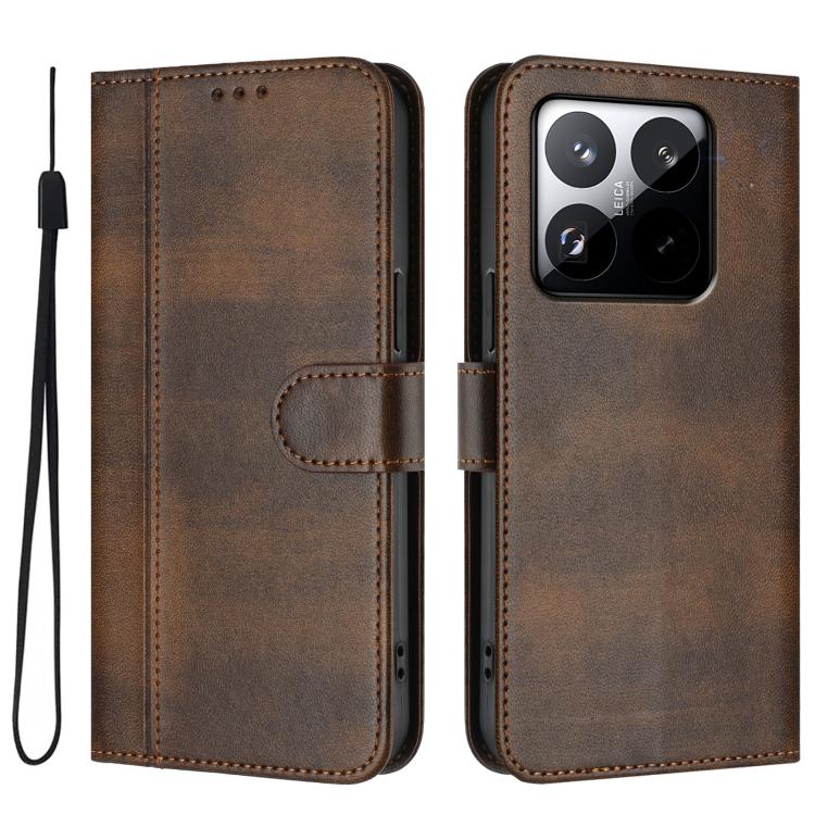 For Xiaomi 15T 5G Line Splicing Buckle Retro Leather Phone Case