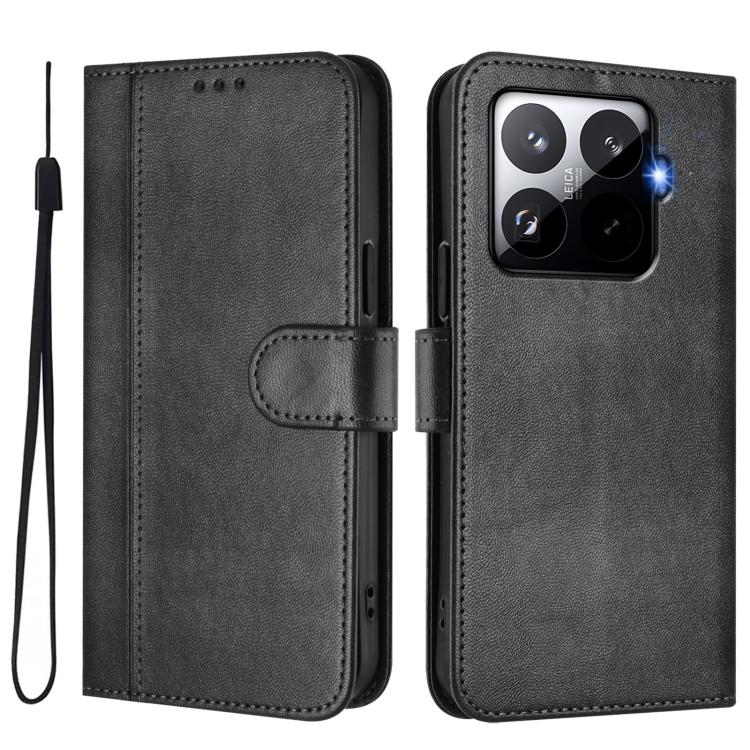 For Xiaomi 15T Pro 5G Line Splicing Buckle Retro Leather Phone Case