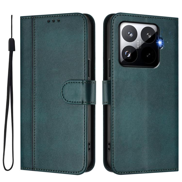For Xiaomi 15T Pro 5G Line Splicing Buckle Retro Leather Phone Case