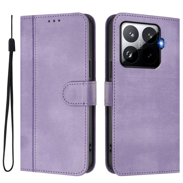 For Xiaomi 15T Pro 5G Line Splicing Buckle Retro Leather Phone Case