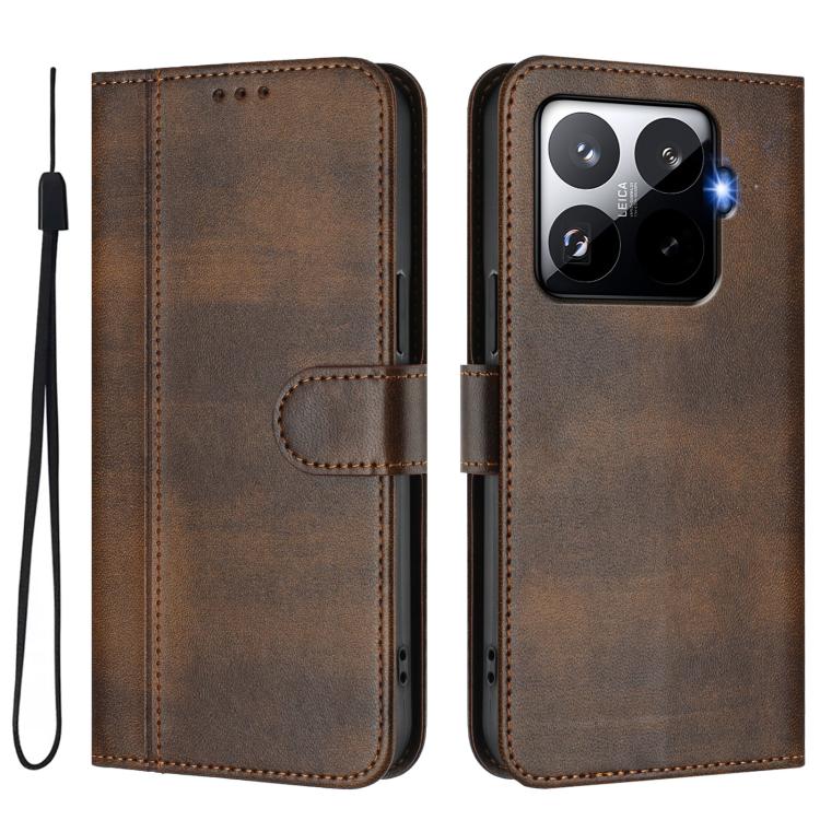 For Xiaomi 15T Pro 5G Line Splicing Buckle Retro Leather Phone Case