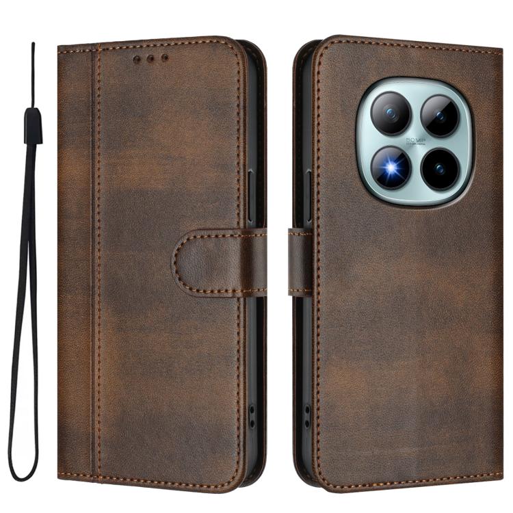 For Redmi Note 15 Pro+ 5G 163.3mm/Poco M8 Pro 5G Line Splicing Buckle Retro Leather Phone Case