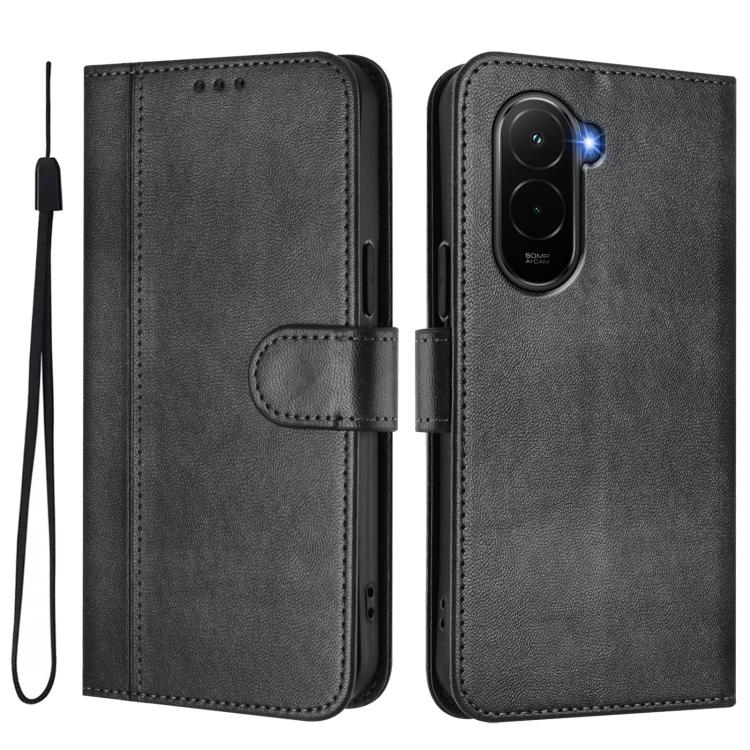 For Xiaomi Poco M7 4G 169mm Line Splicing Buckle Retro Leather Phone Case