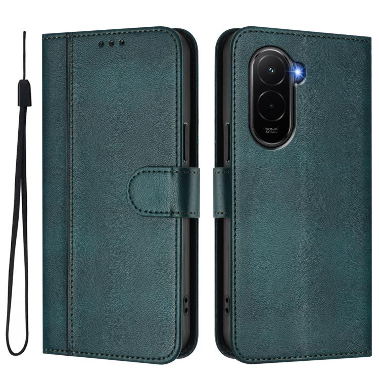 For Xiaomi Poco M7 4G 169mm Line Splicing Buckle Retro Leather Phone Case