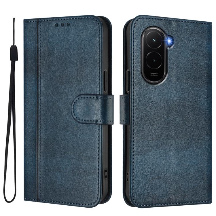 For Xiaomi Poco M7 4G 169mm Line Splicing Buckle Retro Leather Phone Case