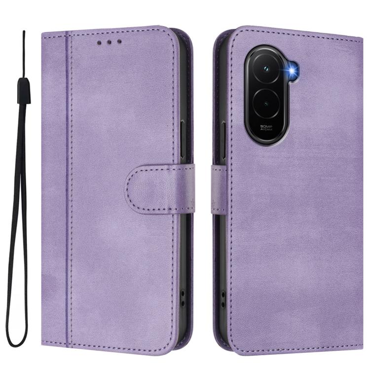 For Xiaomi Poco M7 4G 169mm Line Splicing Buckle Retro Leather Phone Case