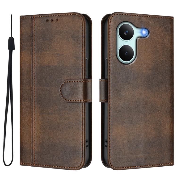 For Redmi Turbo 5 5G Global / Poco X8 Pro 5G Line Splicing Buckle Retro Leather Phone Case