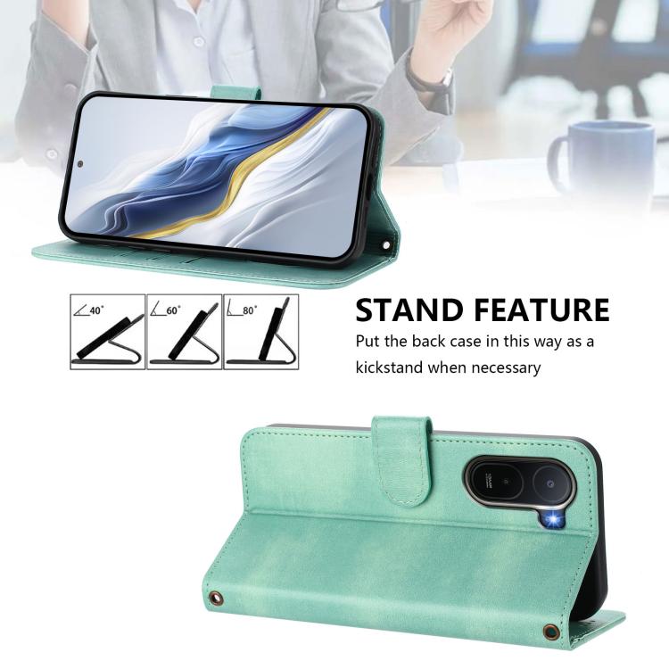 For Redmi A7 Pro 171mm / Poco C85x 5G Line Splicing Buckle Retro Leather Phone Case