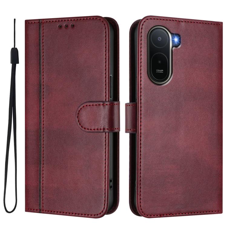 For Redmi A7 Pro 171mm / Poco C85x 5G Line Splicing Buckle Retro Leather Phone Case