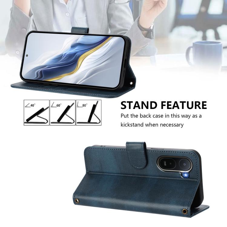 For Redmi A7 Pro 171mm / Poco C85x 5G Line Splicing Buckle Retro Leather Phone Case