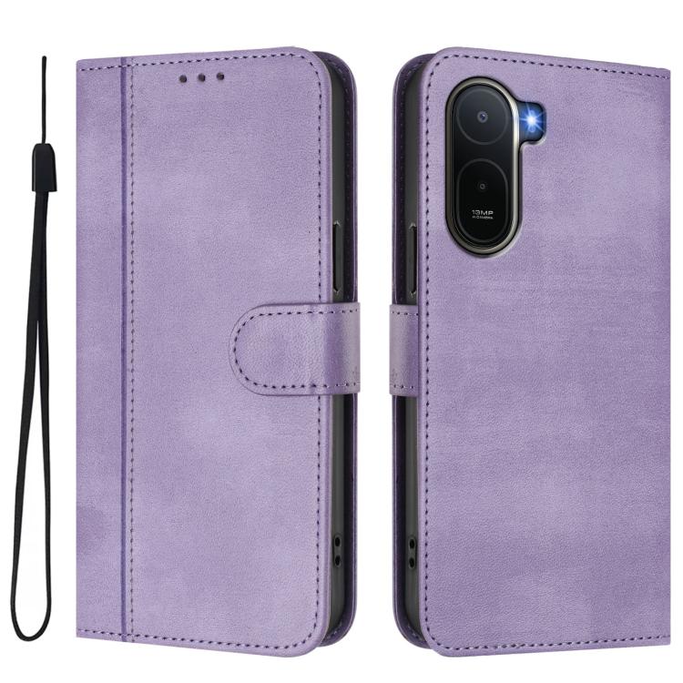 For Redmi A7 Pro 171mm / Poco C85x 5G Line Splicing Buckle Retro Leather Phone Case