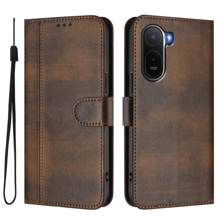 For Redmi A7 Pro 171mm / Poco C85x 5G Line Splicing Buckle Retro Leather Phone Case