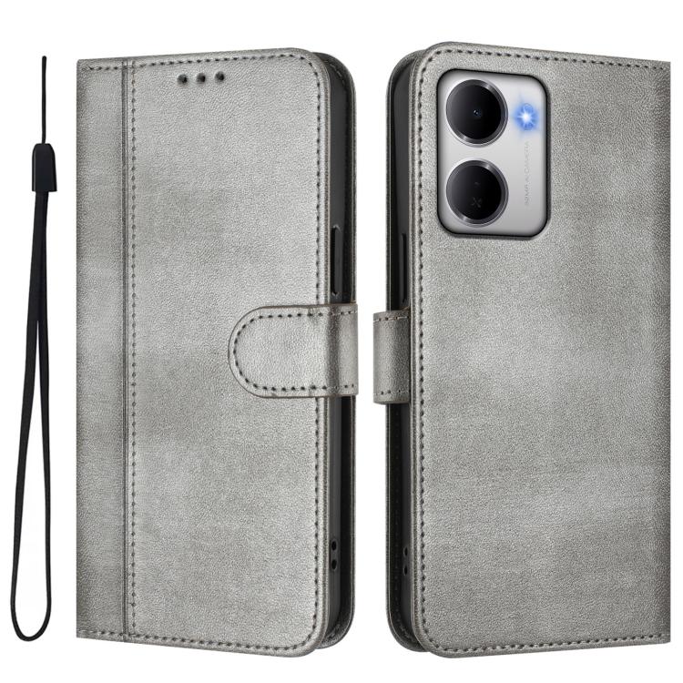 For Redmi 15a 5G Line Splicing Buckle Retro Leather Phone Case