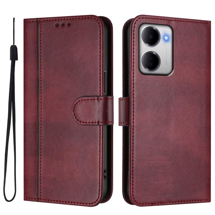 For Redmi 15a 5G Line Splicing Buckle Retro Leather Phone Case