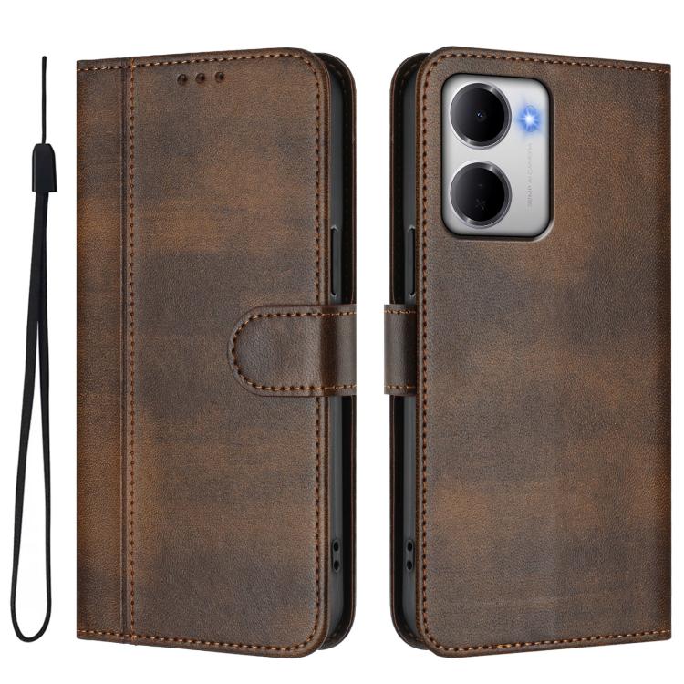 For Redmi 15a 5G Line Splicing Buckle Retro Leather Phone Case