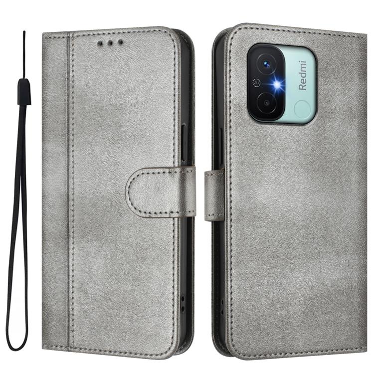 For Redmi 11A 4G Global Line Splicing Buckle Retro Leather Phone Case