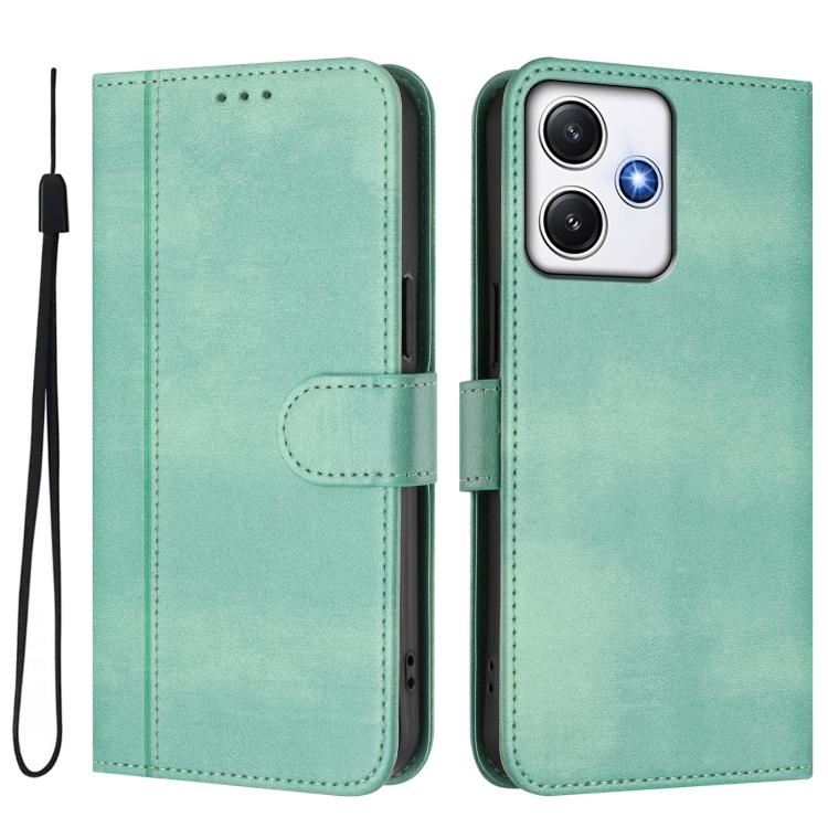 For Redmi 12 5G / 4G Global Line Splicing Buckle Retro Leather Phone Case