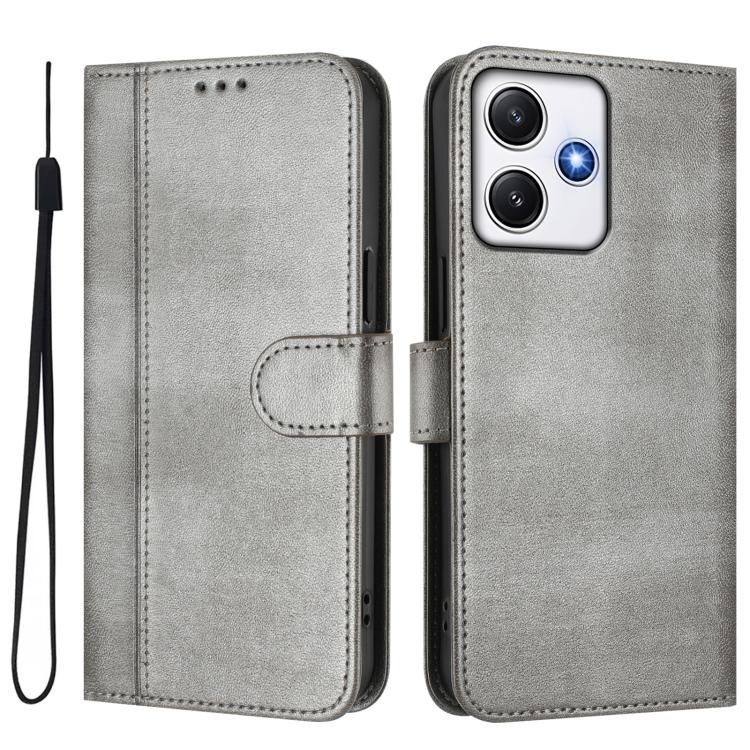 For Redmi 12 5G / 4G Global Line Splicing Buckle Retro Leather Phone Case