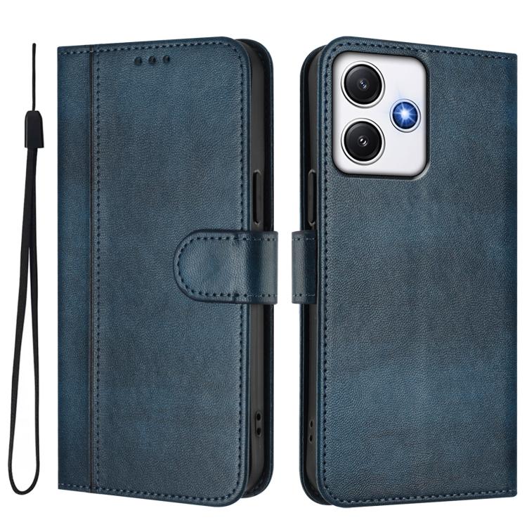 For Redmi 12 5G / 4G Global Line Splicing Buckle Retro Leather Phone Case
