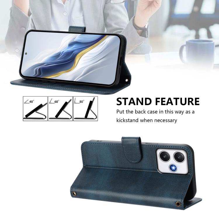 For Redmi 12 5G / 4G Global Line Splicing Buckle Retro Leather Phone Case