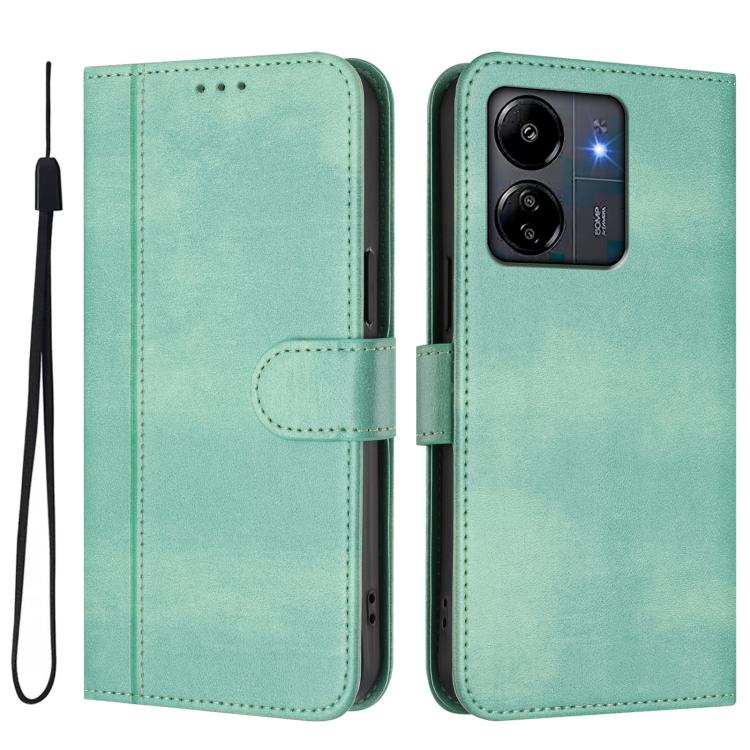 For Redmi 13C 5G / 4G Global Line Splicing Buckle Retro Leather Phone Case