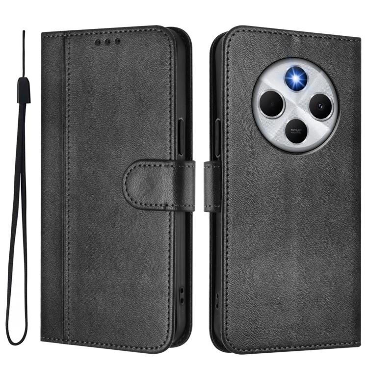 For Redmi 14C 4G / 14R 5G Global / A3 Pro Line Splicing Buckle Retro Leather Phone Case