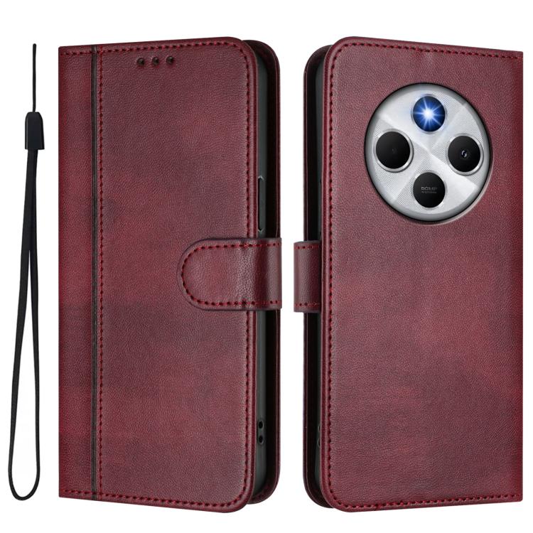 For Redmi 14C 4G / 14R 5G Global / A3 Pro Line Splicing Buckle Retro Leather Phone Case
