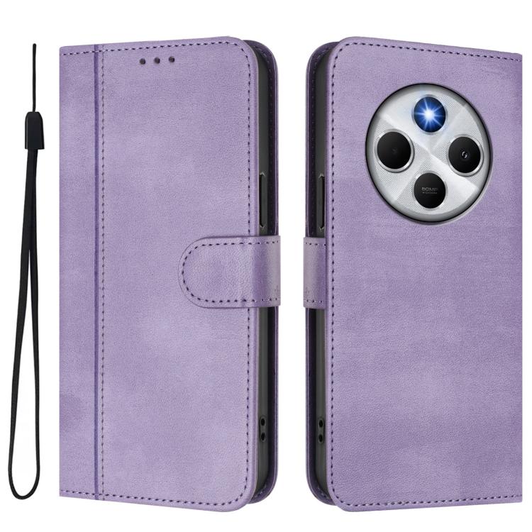 For Redmi 14C 4G / 14R 5G Global / A3 Pro Line Splicing Buckle Retro Leather Phone Case