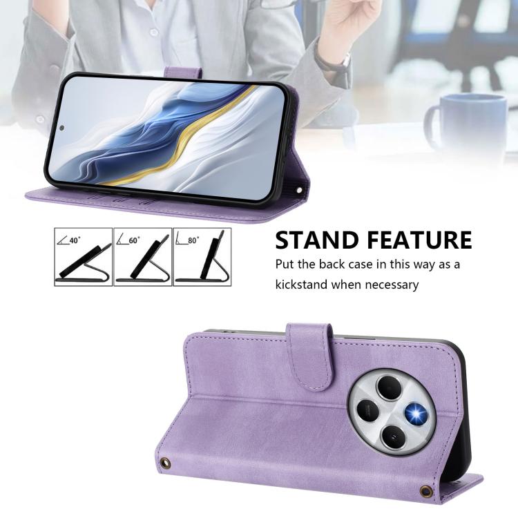 For Redmi 14C 4G / 14R 5G Global / A3 Pro Line Splicing Buckle Retro Leather Phone Case