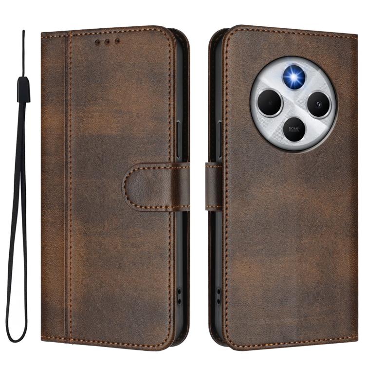 For Redmi 14C 4G / 14R 5G Global / A3 Pro Line Splicing Buckle Retro Leather Phone Case