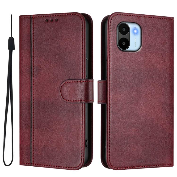 For Redmi A1 4G / A2 4G Line Splicing Buckle Retro Leather Phone Case