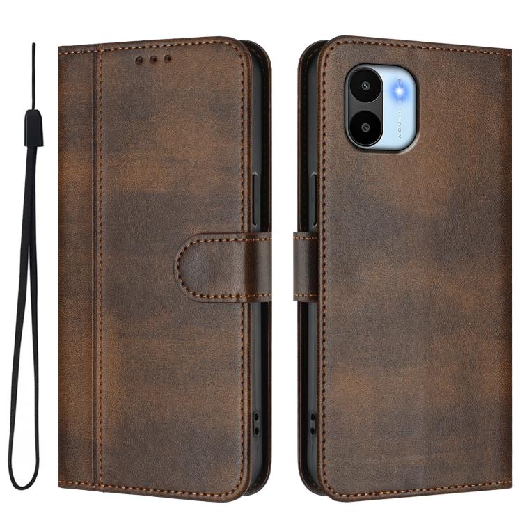 For Redmi A1 4G / A2 4G Line Splicing Buckle Retro Leather Phone Case