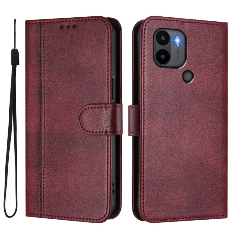 For Redmi A1+ 4G / A2+ Line Splicing Buckle Retro Leather Phone Case