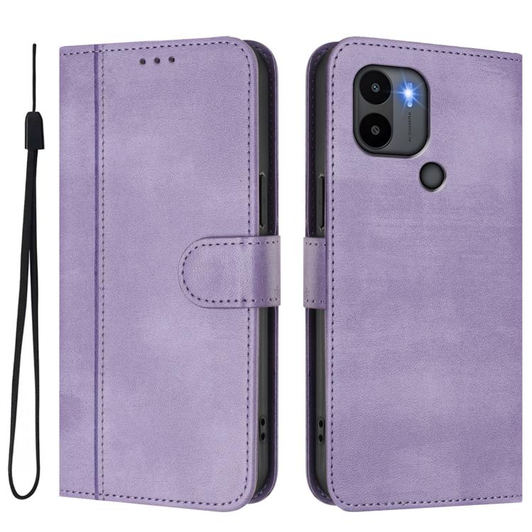 For Redmi A1+ 4G / A2+ Line Splicing Buckle Retro Leather Phone Case