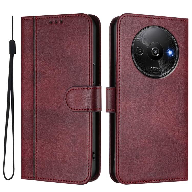 For Redmi A3 4G / A3x 4G Line Splicing Buckle Retro Leather Phone Case